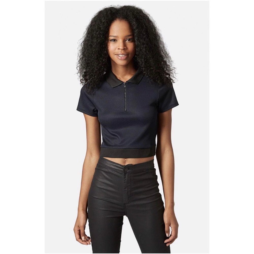 Topshop Crop Polo Shirt